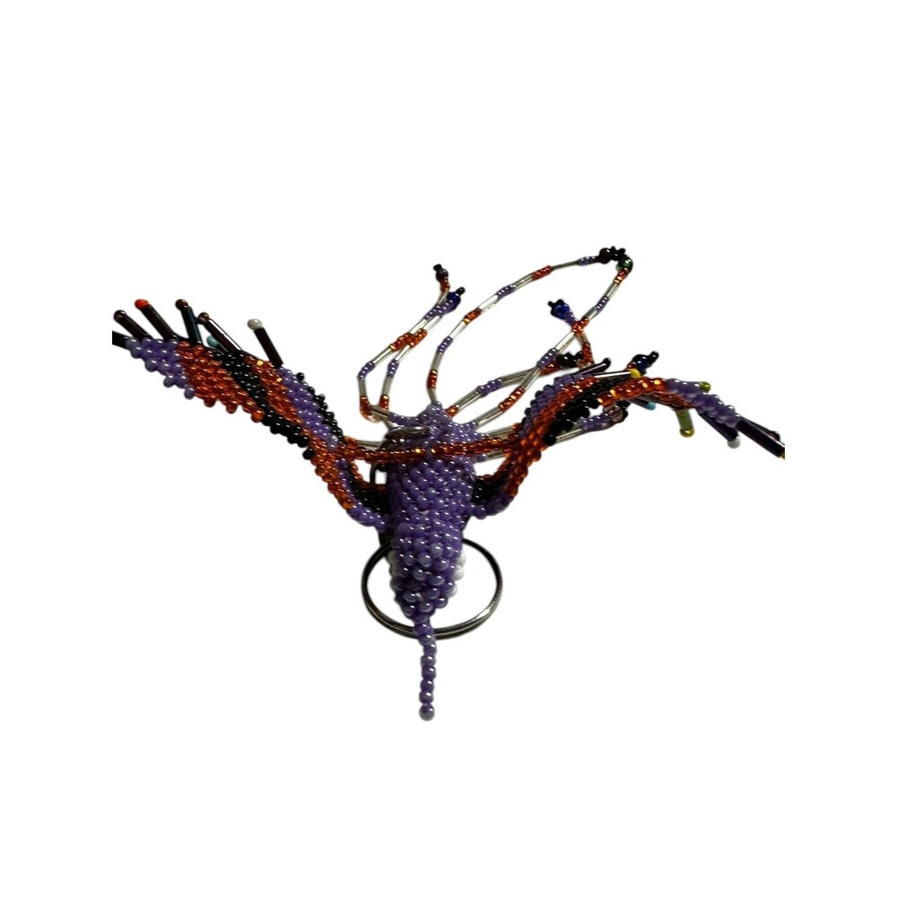 Beautiful Hummingbird Beaded Keychain Multicolor Purple - Picture 5 of 5